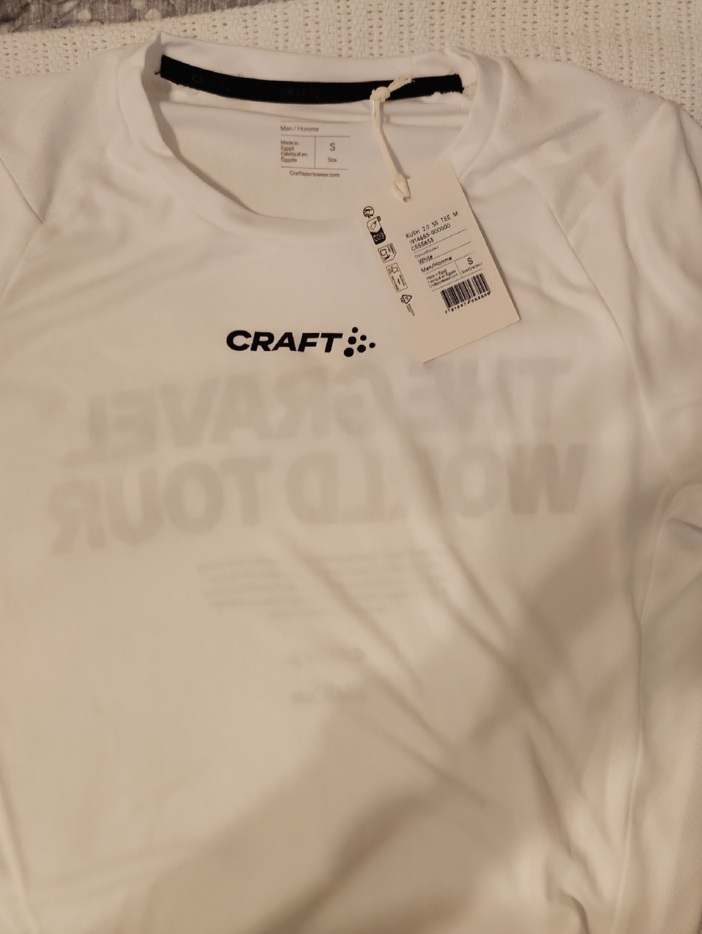 Craft White Crewneck Training Tee with Black Logo